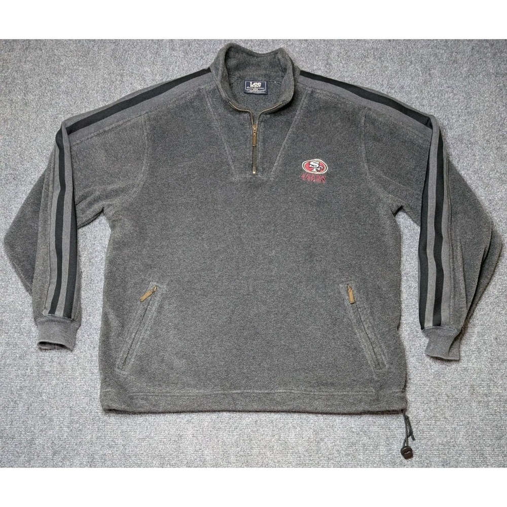 Vtg‎ Lee Sport Men's Medium Fleece Quarter Zip Pullover Gray San Francisco 49ers